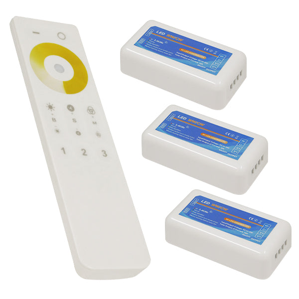 Ασύρματο LED Dimmer με Χειριστήριο Αφής 2.4G RF CCT 2 Χρωμάτων για Τρία Groups 12v (432w) - 24v (864w) DC 04340