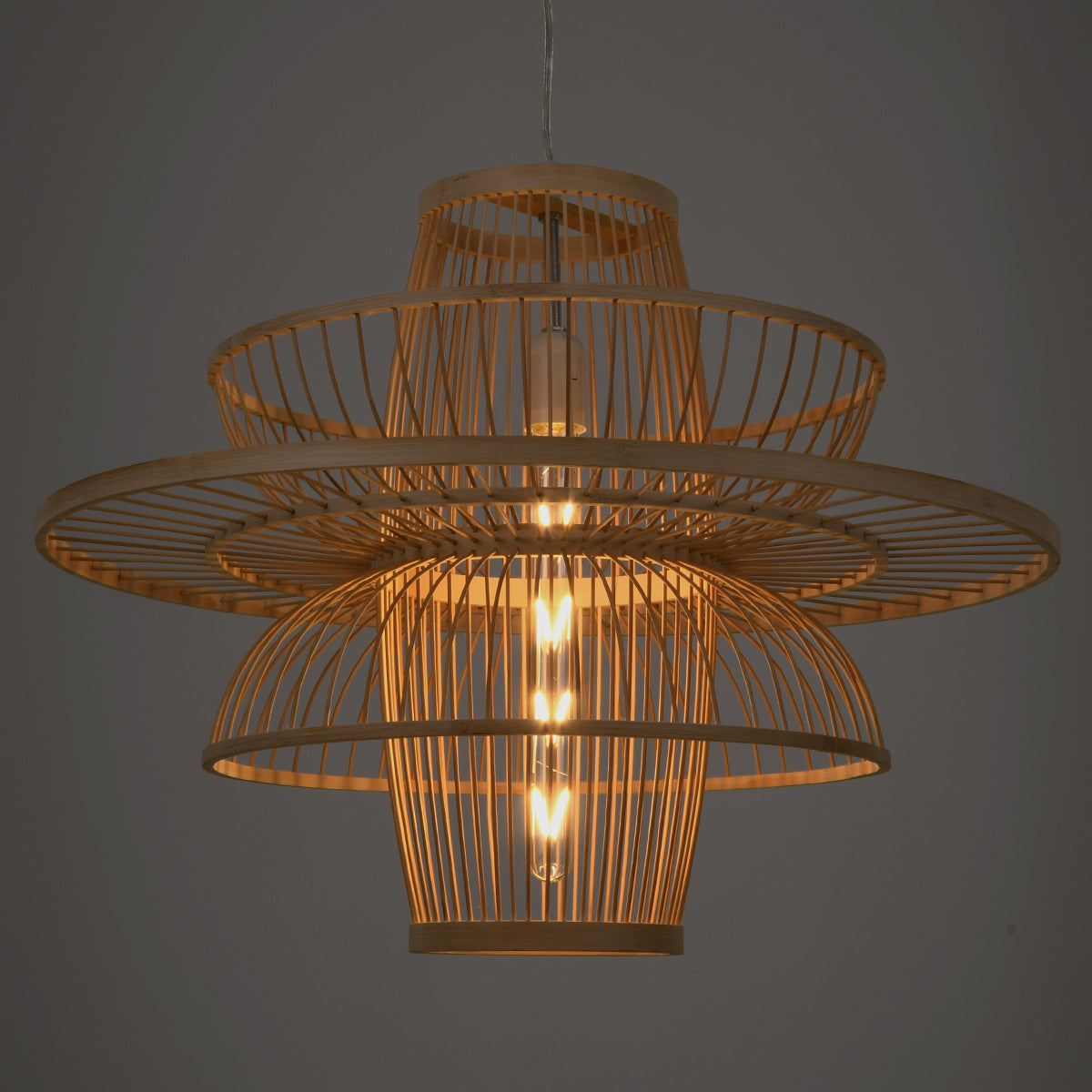 BALI 00862 Boho Κρεμαστό Φωτιστικό Οροφής με Ντουί 1 x E27 AC 220-240V IP20 - Μπεζ - Μ60 x Π60 x Υ45