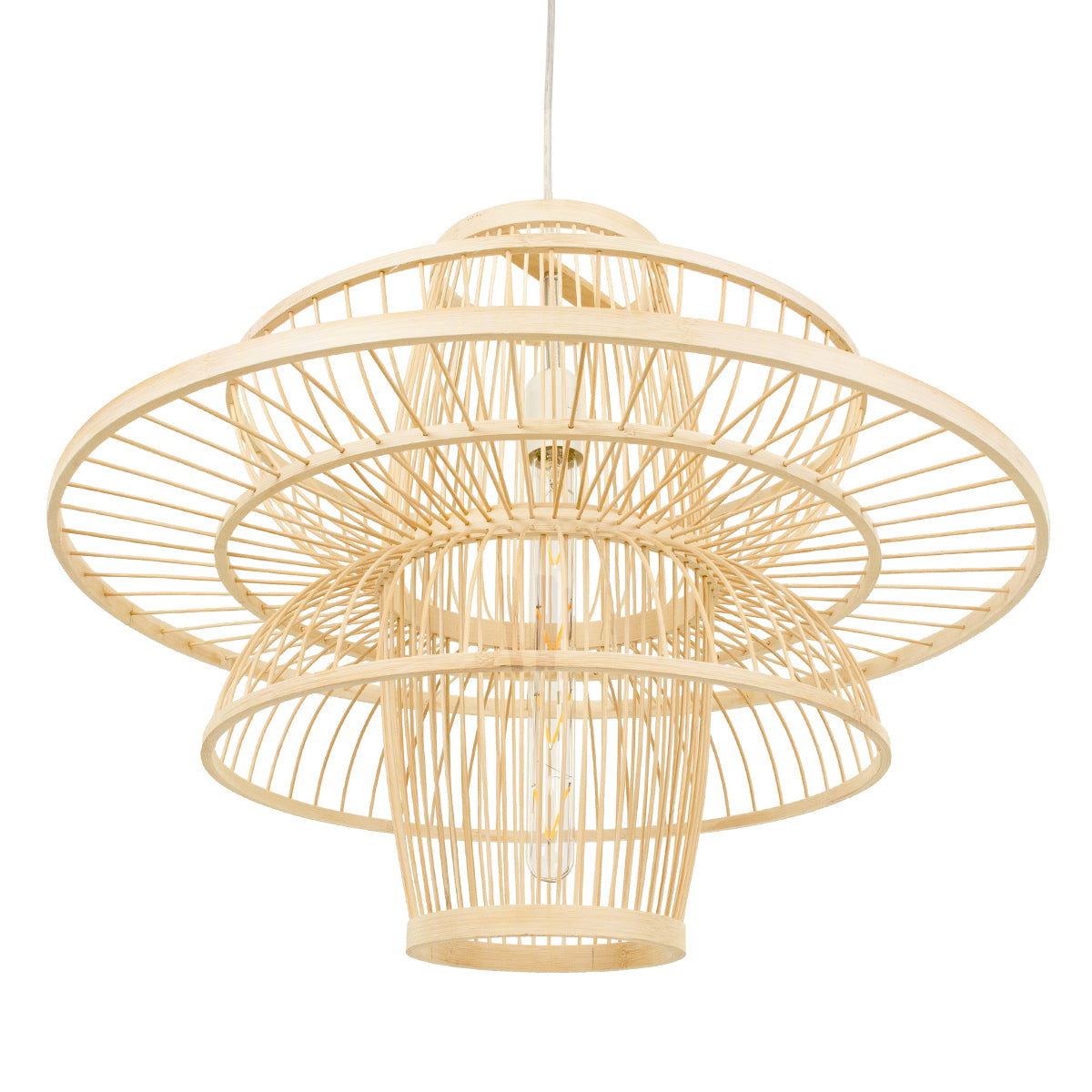 BALI 00862 Boho Κρεμαστό Φωτιστικό Οροφής με Ντουί 1 x E27 AC 220-240V IP20 - Μπεζ - Μ60 x Π60 x Υ45
