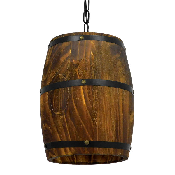 BARREL 00890 Vintage Κρεμαστό Φωτιστικό Οροφής με Ντουί 1 x E27 AC 220-240V IP20 - Kαφέ - Μ24 x Π24 x Υ29