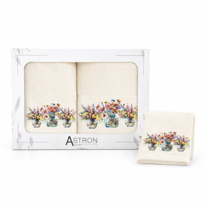 Πετσέτες Σετ 3 Τεμ. Blossom Ecru