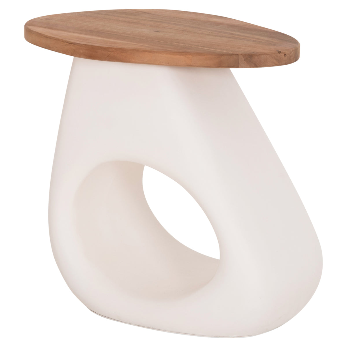 ΒΟΗΘΗΤΙΚΟ ΤΡΑΠΕΖΙ AIDA FIBER CEMENT ΛΕΥΚΟ ΞΥΛΟ TEAK TOP 47x60x59
