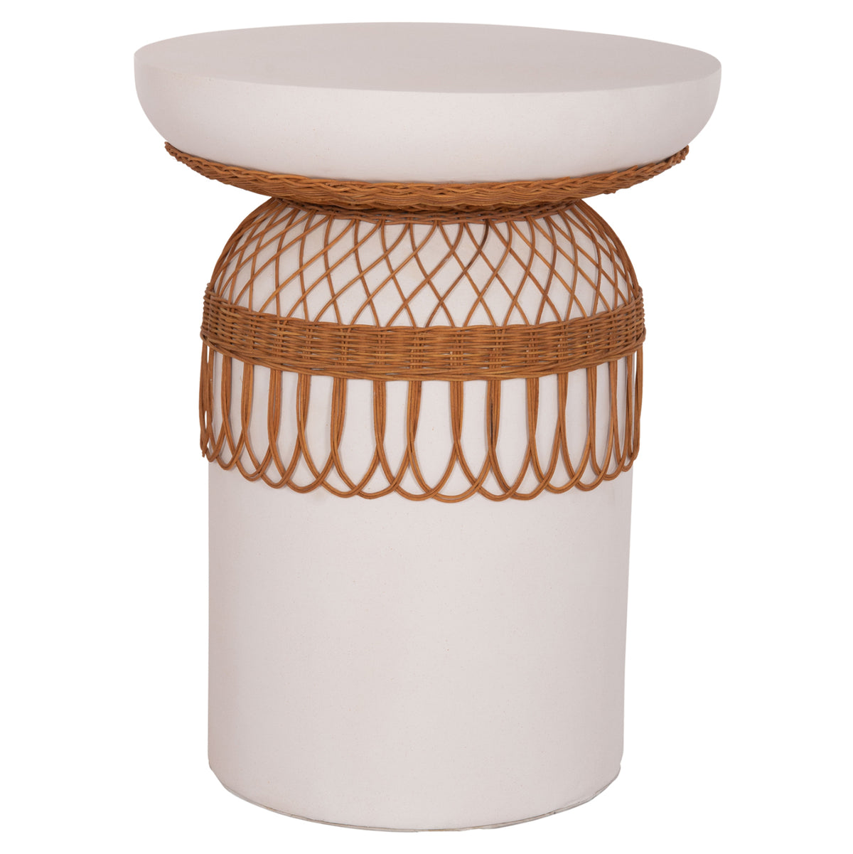 ΒΟΗΘΗΤΙΚΟ ΤΡΑΠΕΖΙ PRILEP FIBER CEMENT ΛΕΥΚΟ & RATTAN Φ60x76,5