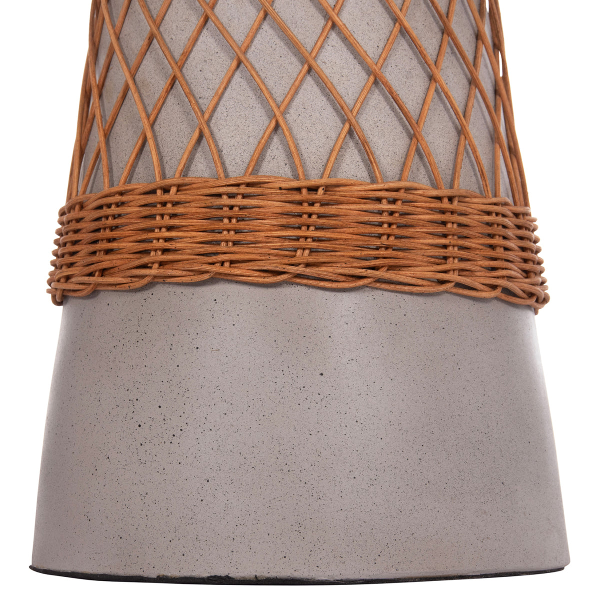 ΒΟΗΘΗΤΙΚΟ ΤΡΑΠΕΖΙ ΣΤΡΟΓΓΥΛΟ DELIA FIBER CEMENT ΓΚΡΙ & RATTAN Φ40x45