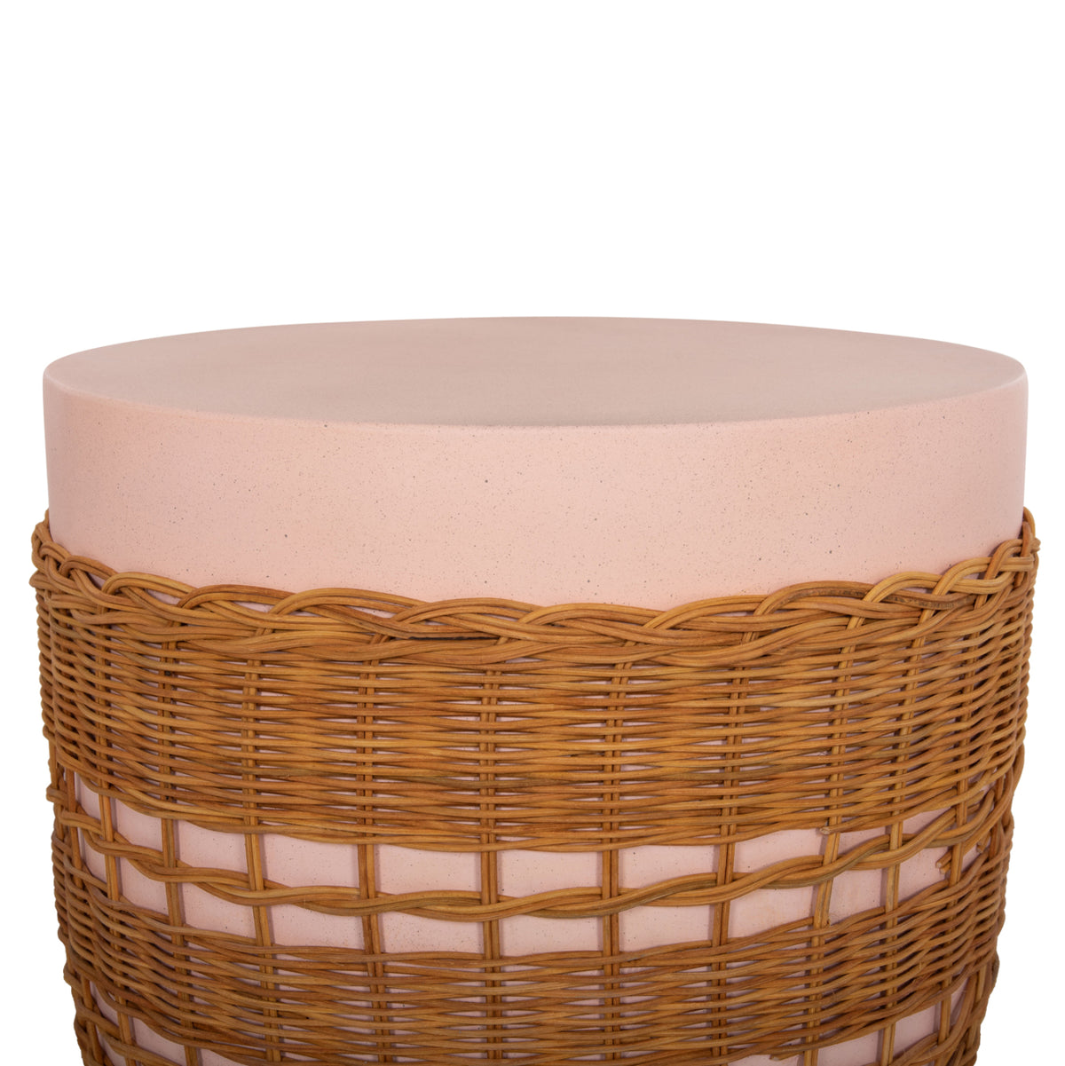 ΒΟΗΘΗΤΙΚΟ ΤΡΑΠΕΖΙ VILHENA FIBER CEMENT ΡΟΖ RATTAN ΦΥΣΙΚΟ Φ44.5x45