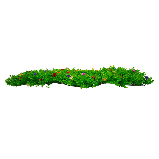 BUXUS 78408 Τεχνητό Πάνελ Φυλλωσιάς / Κάθετος Κήπος Καυκάσιο Πυξάρι & Πολύχρωμα Λουλούδια - Πράσινο - Μ60 x Π8 x Υ40