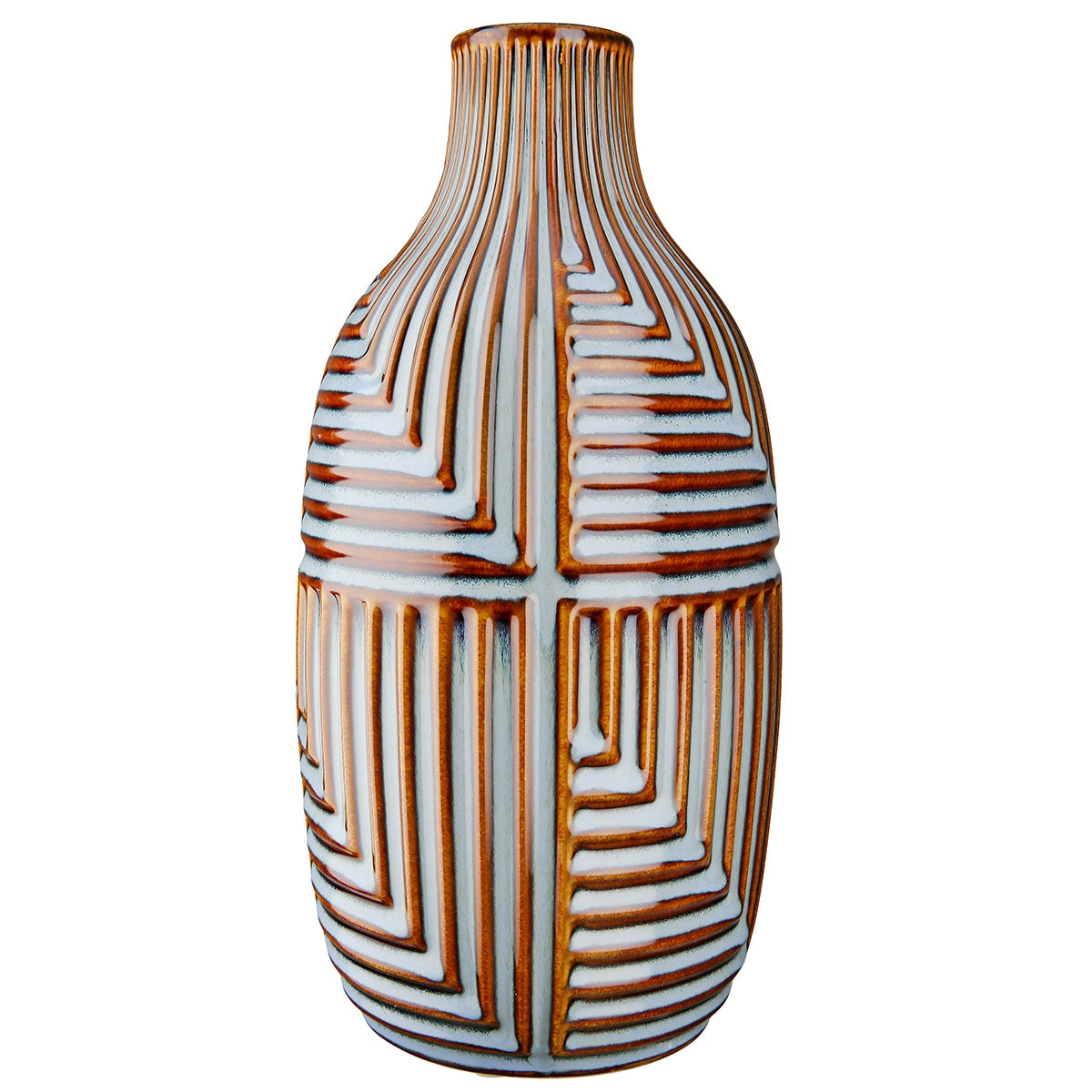 Βάζο "Batista" Striped Κεραμικό Μπλε Brown 14x14x28