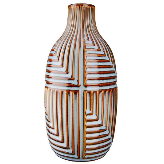 Βάζο "Batista" Striped Κεραμικό Μπλε Brown 14x14x28