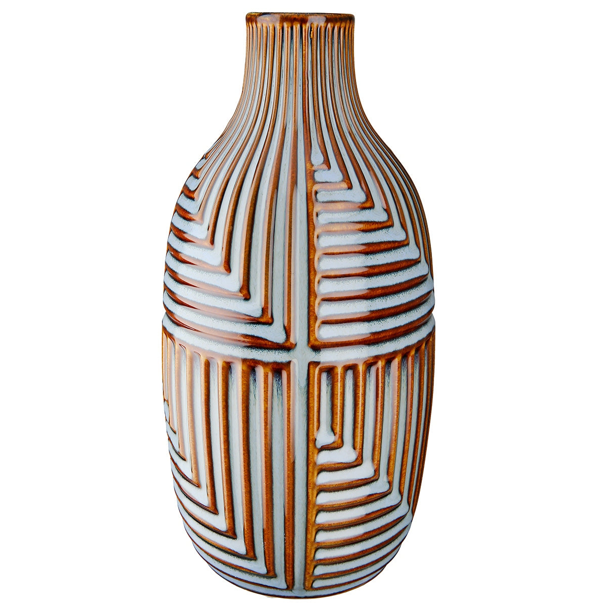 Βάζο "Batista" Striped Κεραμικό Μπλε Brown 14x14x28