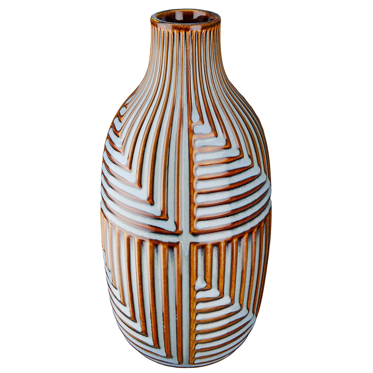 Βάζο "Batista" Striped Κεραμικό Μπλε Brown 14x14x28