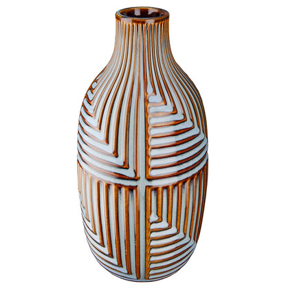 Βάζο "Batista" Striped Κεραμικό Μπλε Brown 14x14x28