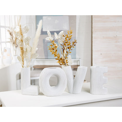 Βάζο 'Love' Λευκό Κεραμικό Υ15εκ Σετ 4 Τμχ