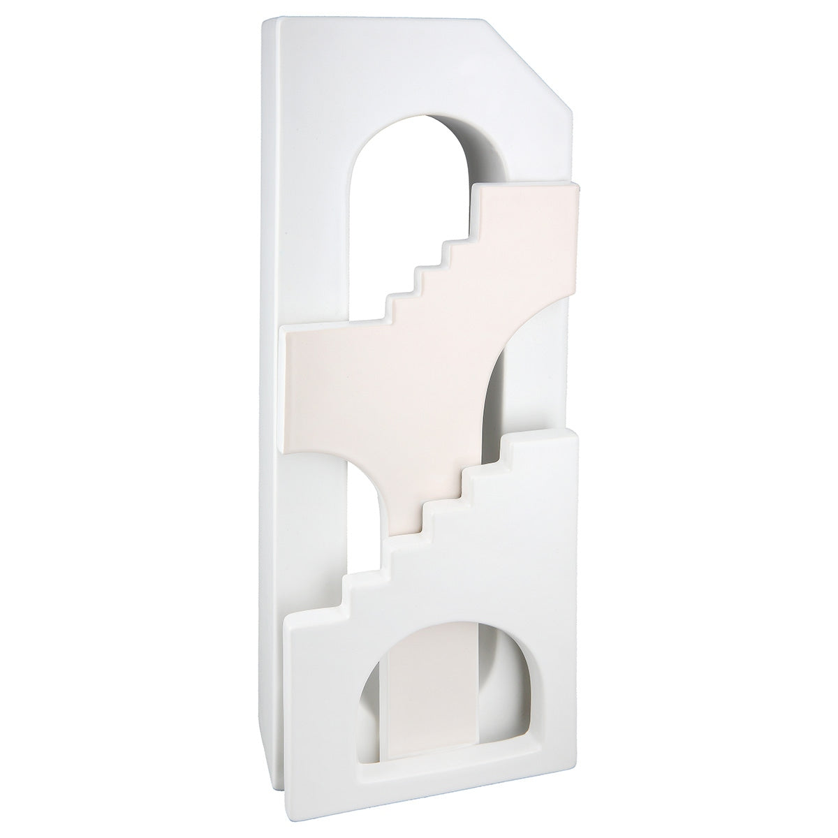Βάζο Σπίτι "Faccia" Σπίτι Motif Staircase Κεραμικό Λευκό 14x8.5x40