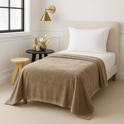 Κουβέρτα Βελουτέ Μονή Beige