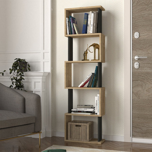 Βιβλιοθήκη Alvina Χρώμα Sapphire Oak - Ανθρακί 45x19,6x158,8