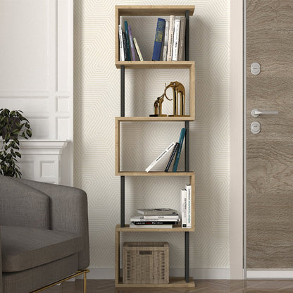 Βιβλιοθήκη Alvina Χρώμα Sapphire Oak - Ανθρακί 45x19,6x158,8