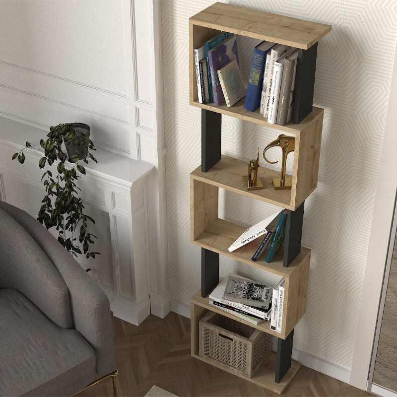 Βιβλιοθήκη Alvina Χρώμα Sapphire Oak - Ανθρακί 45x19,6x158,8