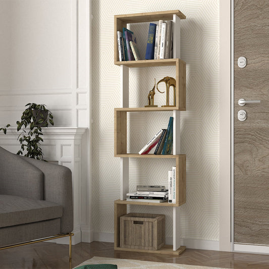Βιβλιοθήκη Alvina Χρώμα Sapphire Oak - Λευκό 45x19,6x158,8