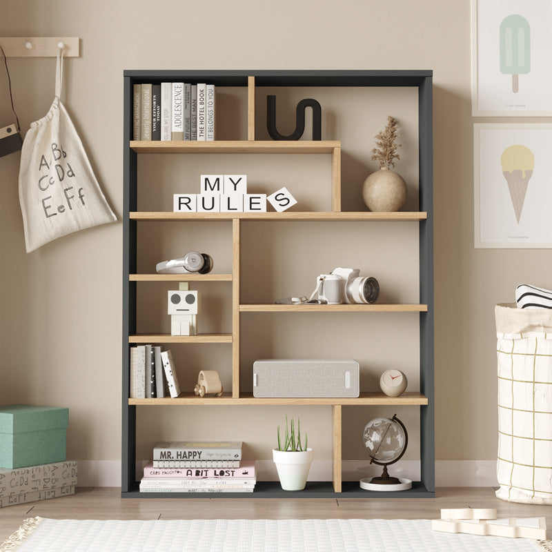 Βιβλιοθήκη Decora σε Φυσική-Ανθρακί Απόχρωση 90x22x123.6