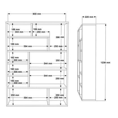 Βιβλιοθήκη Decora σε Φυσική-Ανθρακί Απόχρωση 90x22x123.6