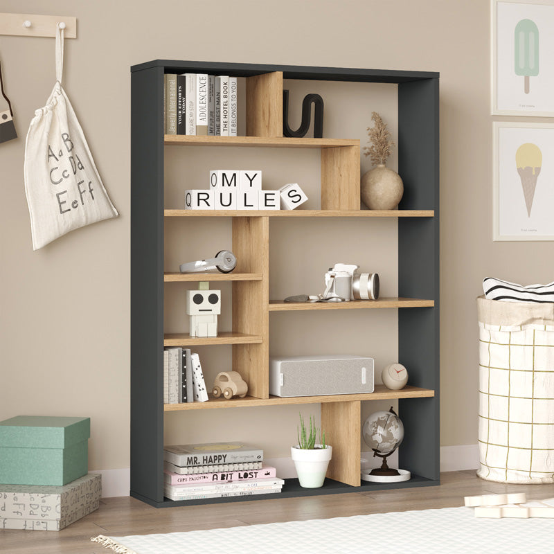 Βιβλιοθήκη Decora σε Φυσική-Ανθρακί Απόχρωση 90x22x123.6