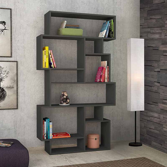 Βιβλιοθήκη Μελαμίνης Karmato Χρώμα Ανθρακί 96x25,5x168,5