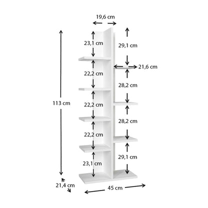 Βιβλιοθήκη Μελαμίνης Tree Χρώμα Λευκό 45x21,4x113