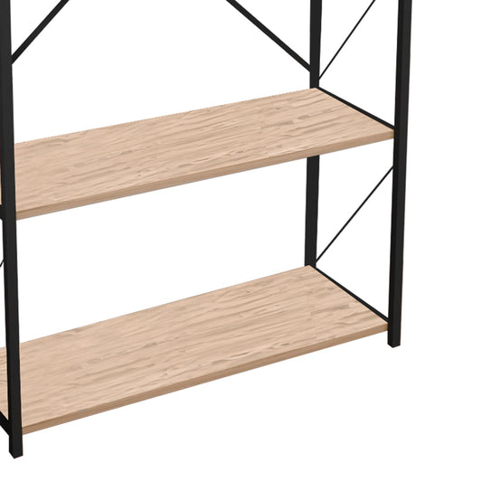 Βιβλιοθήκη Tikilmo Oak Μελαμίνης-Μαύρο Μέταλλο 88x34x180