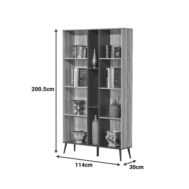 Βιβλιοθήκη Zezan σε Sonoma-Ανθρακί Απόχρωση 114x30x200.5