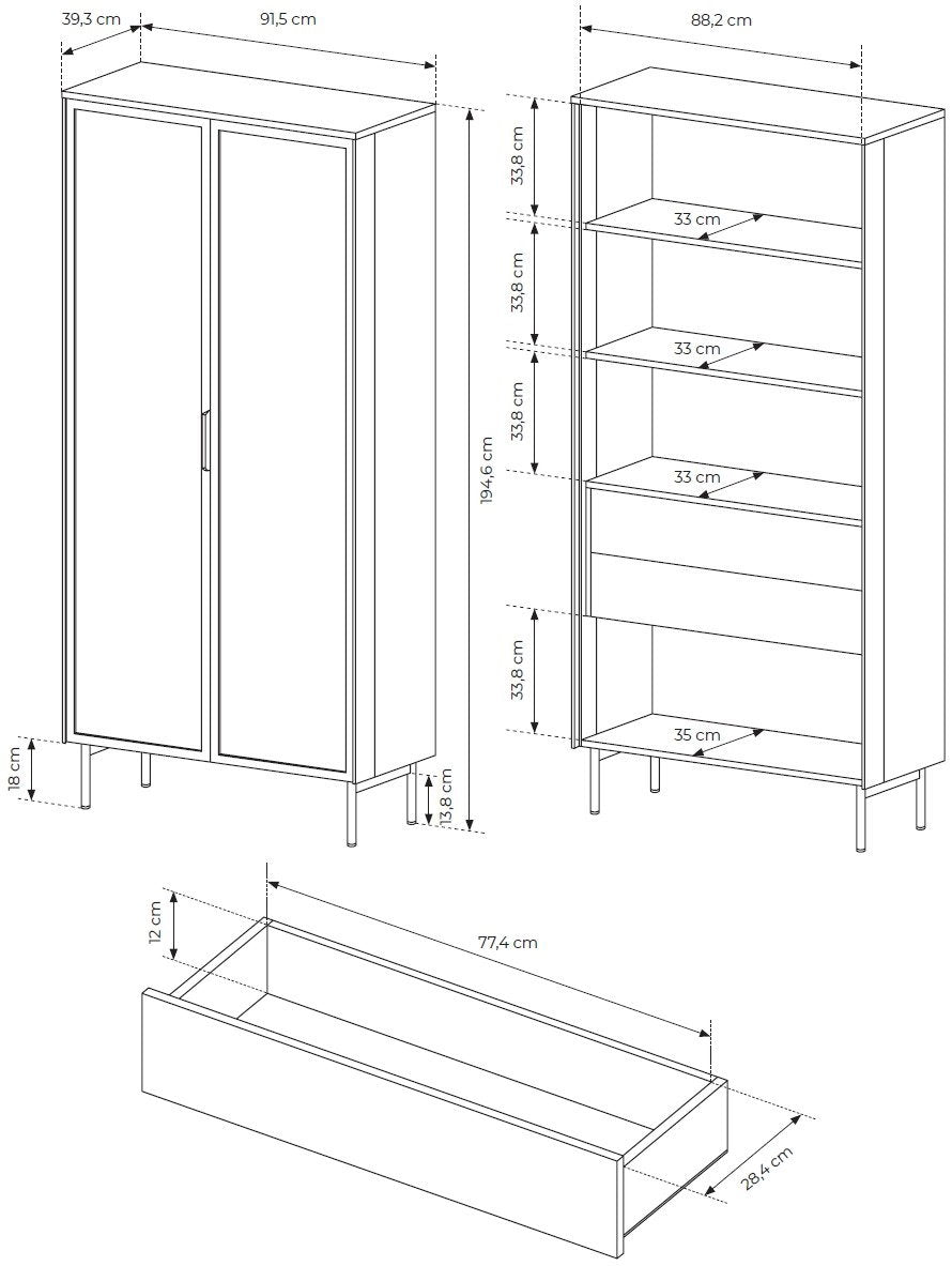 Βιτρίνα Luminus Καφέ 91.5x39.3x194.6