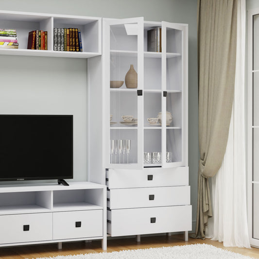 Βιτρίνα Marocco Δίφυλλη Λευκό 90x37x210.5