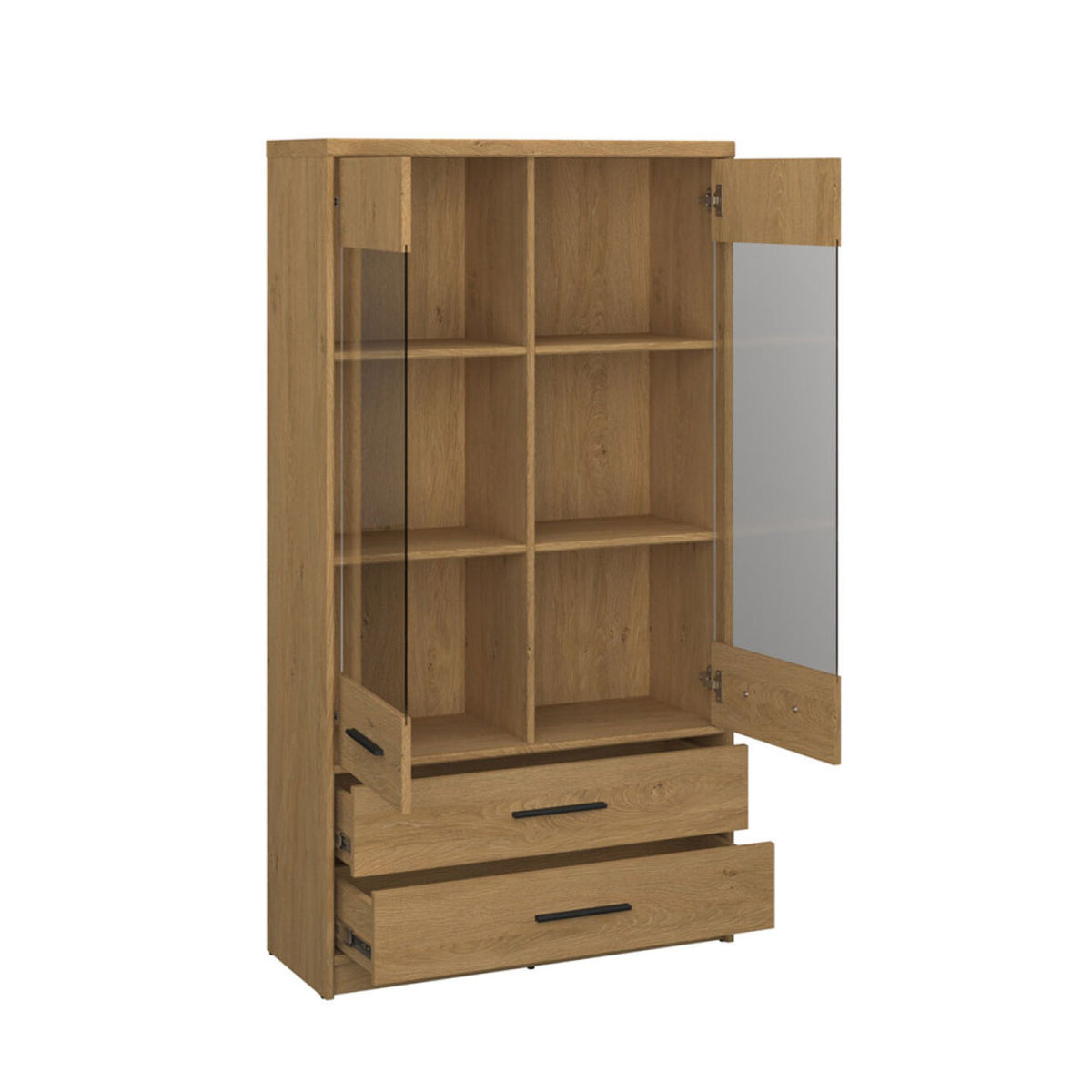Βιτρίνα Pavi Βελανιδιά με 2 Συρτάρια 84.3x33.8x156.4