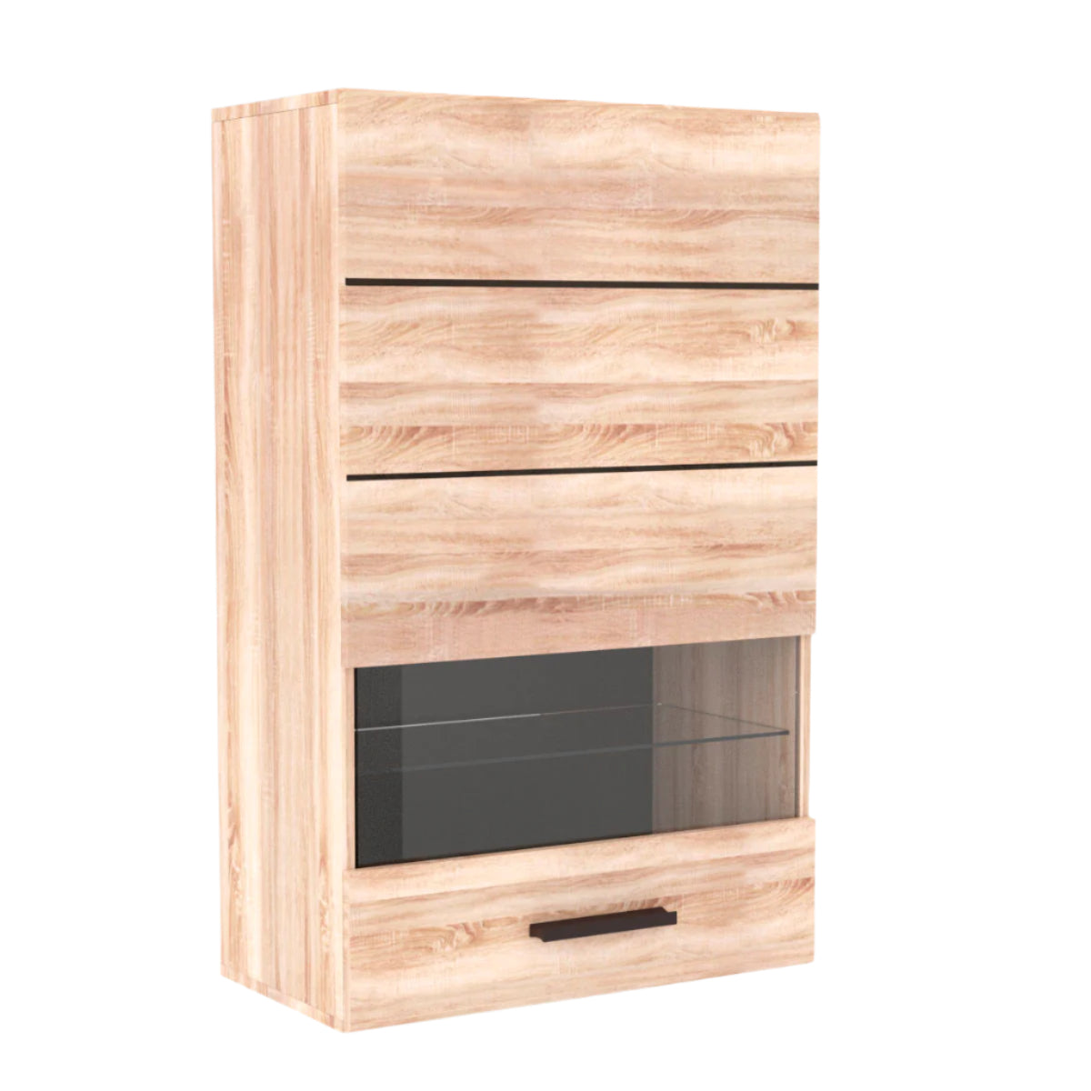 Βιτρίνα Solo Μονόφυλλη 65x35x109 Sonoma με Λεπτομέρειες Wenge και MDF Καμπυλωτό Τελείωμα
