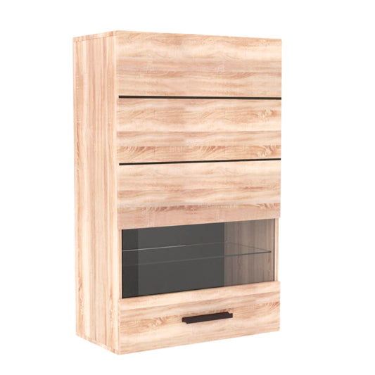 Βιτρίνα Solo Μονόφυλλη 65x35x109 Sonoma με Λεπτομέρειες Wenge και MDF Καμπυλωτό Τελείωμα