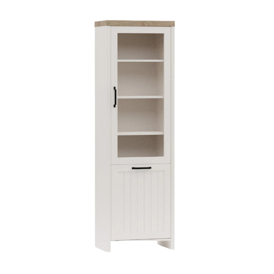 Βιτρίνα Verne Μονόφυλλη 59.7x37.2x191.6 Λευκό-Φυσικός Δρυς