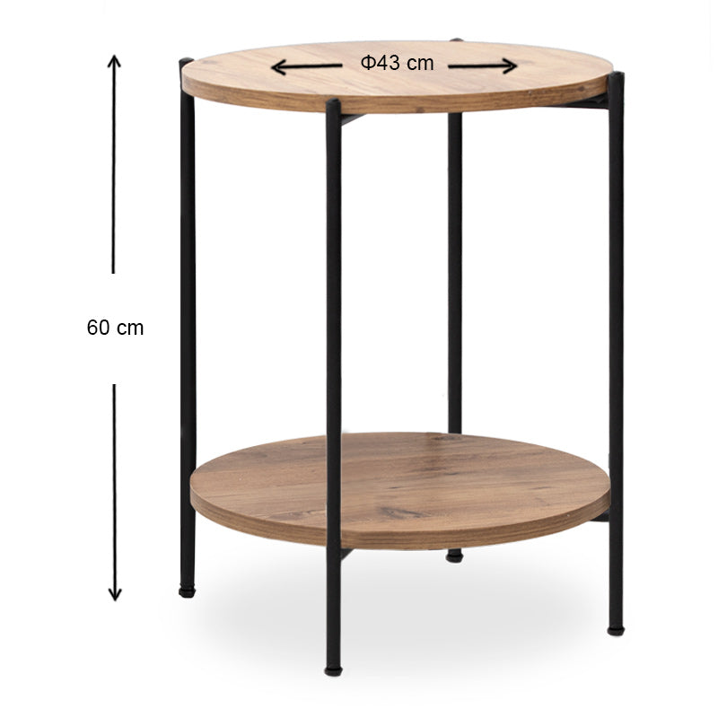 Βοηθητικό Τραπεζάκι Argento Μεταλλικό - Μελαμίνης Χρώμα Pine Oak 43x43x60