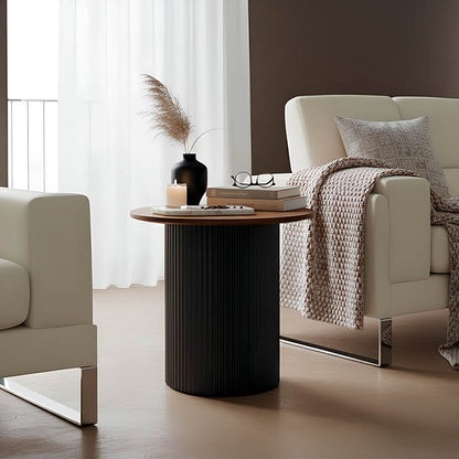 Βοηθητικό Τραπέζι Dovel MDF σε Καρυδί-Μαύρη Απόχρωση Φ50x45