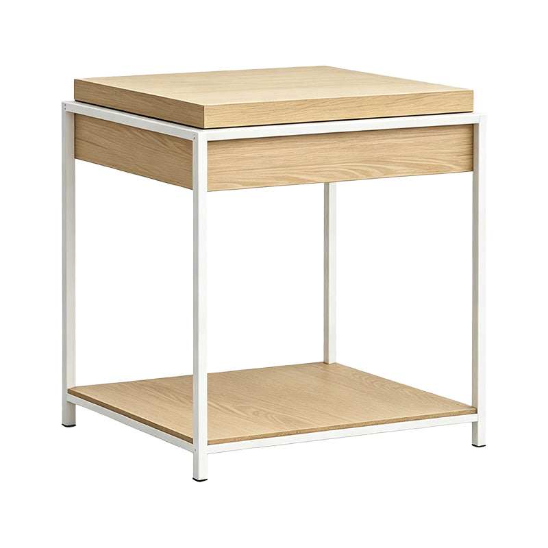 Βοηθητικό Τραπέζι Odar με Αποθηκευτικό Χώρο Sonoma MDF με Λευκό Μέταλλο 51x51x60