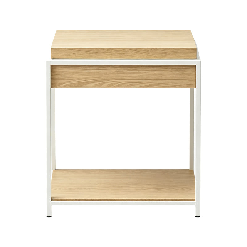 Βοηθητικό Τραπέζι Odar με Αποθηκευτικό Χώρο Sonoma MDF με Λευκό Μέταλλο 51x51x60