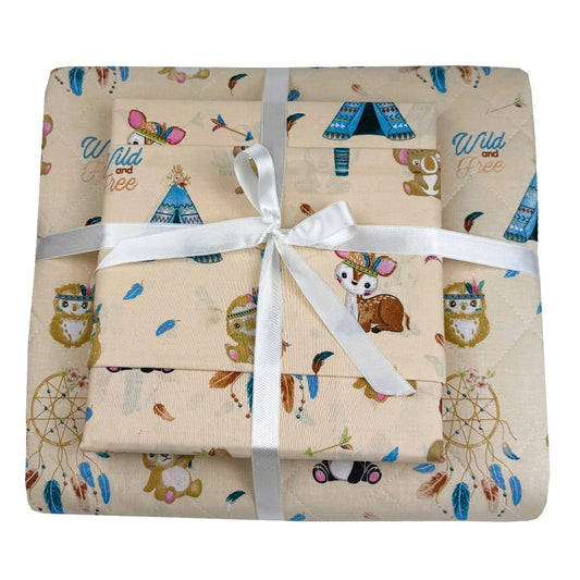Σετ Παιδικό Κουβερλί με Σεντόνι και Μαξιλαροθήκες Boho Animals