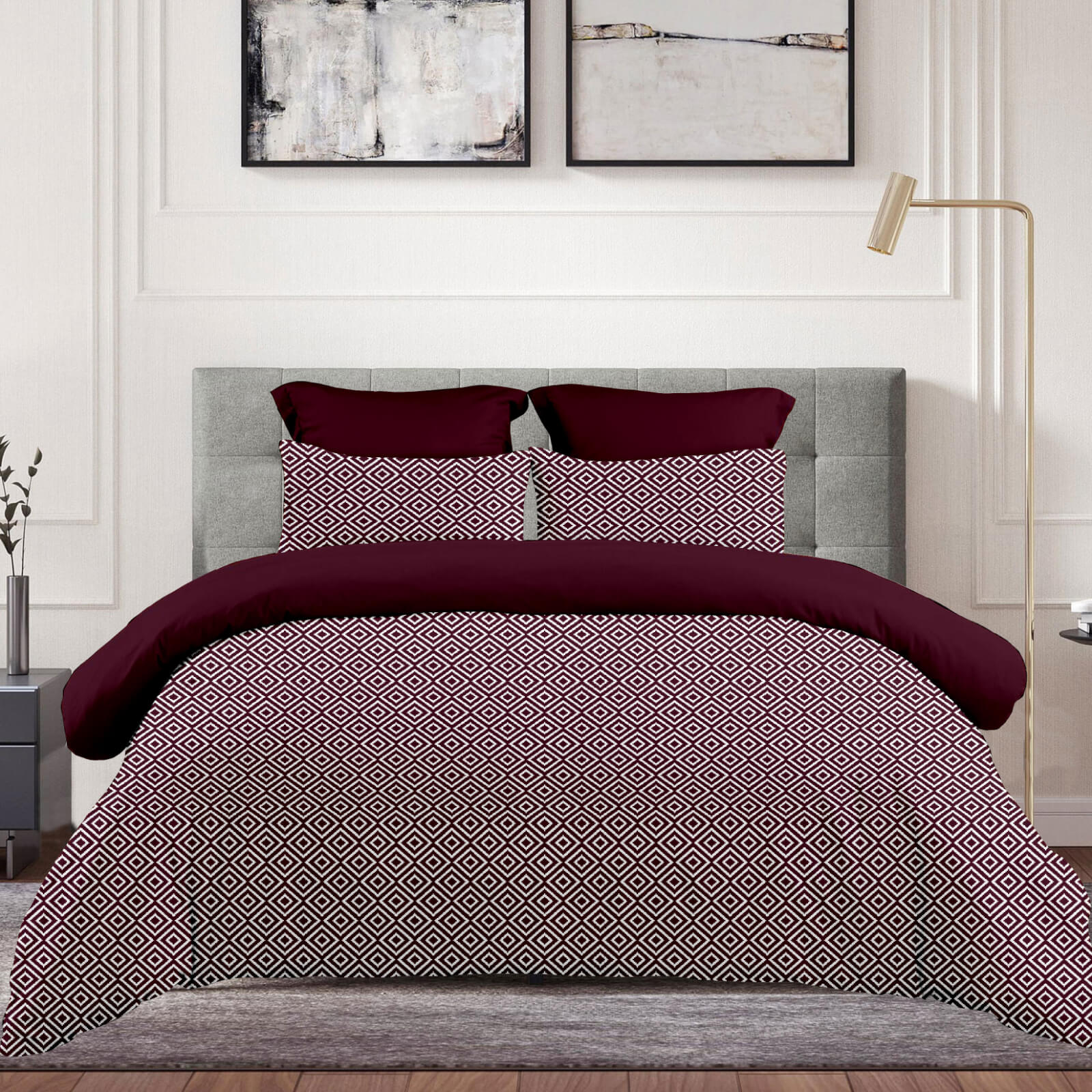 Σεντόνι με Λάστιχο 160x200+30εκ Boho Red Wine