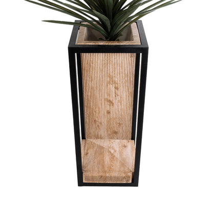 CASSIANO 20753 Επιδαπέδιο Μεταλλικό Τσιμεντένιο Κασπώ Γλάστρα - Flower Pot Καφέ με Μαύρο Μ36 x Π36 x Υ90cm