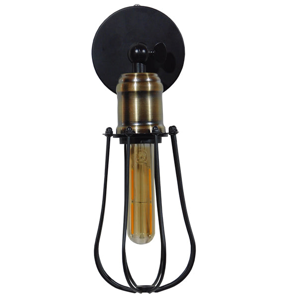 CATEL 01056 Vintage Φωτιστικό Τοίχου - Απλίκα με Ντουί 1 x E27 AC 220-240V IP20 - Μαύρο & Χρυσό - Μ12 x 15 x Υ32
