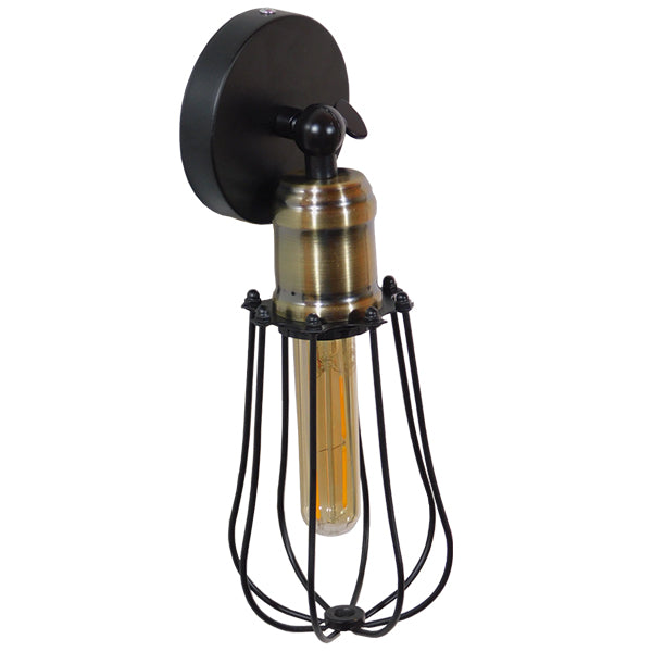 CATEL 01056 Vintage Φωτιστικό Τοίχου - Απλίκα με Ντουί 1 x E27 AC 220-240V IP20 - Μαύρο & Χρυσό - Μ12 x 15 x Υ32