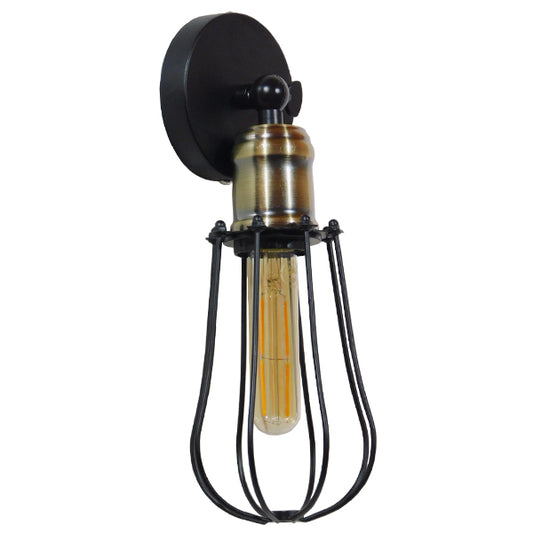 CATEL 01056 Vintage Φωτιστικό Τοίχου - Απλίκα με Ντουί 1 x E27 AC 220-240V IP20 - Μαύρο & Χρυσό - Μ12 x 15 x Υ32