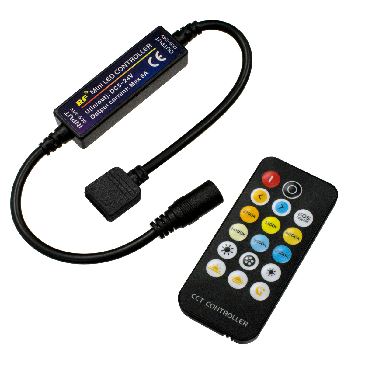 CCTCONTROLLER 73356 Σετ Dimmer / Controller με RF Ασύρματο Χειριστήριο με 2 x 3A 72W Κανάλια DC 12-24V 6A 144W Max IP20 - RF2.4Ghz - Μ8.3 x Π8.3 x Υ3.2