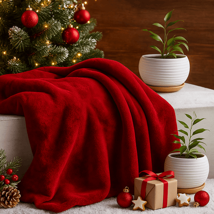 Χριστουγεννιάτικη Κουβέρτα Βελουτέ Μονή Redwine 150x220εκ