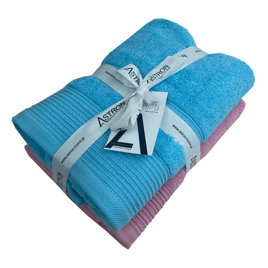Πετσέτες Προσώπου Σετ 2 Τεμαχίων Pink Turquoise