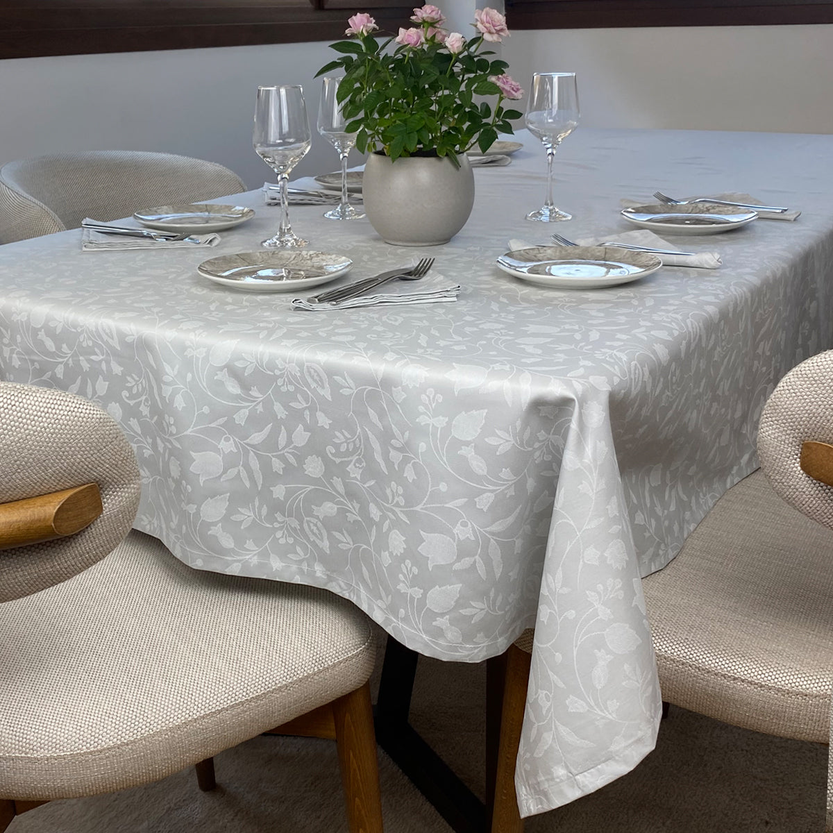 Τραπεζομάντηλο Σετ 13 Τεμ (140x280εκ + 12 Πετσέτες) Grey