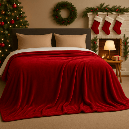 Χριστουγεννιάτικη Κουβέρτα Βελουτέ Μονή Redwine 150x220εκ